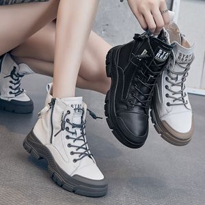 Botas de cuero para mujer 2023, tobillo deportivo, zapatos de diseñador de lujo para mujer, zapatos planos de mujer, tacones de plataforma, suela de goma 230223