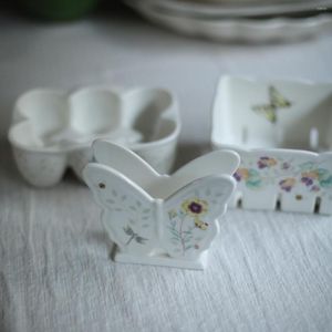 Bowls Ceramic Butterfly Series Tableware Egg Holder Drain Bowl Fruit Tissue Pot Lid Shelf
