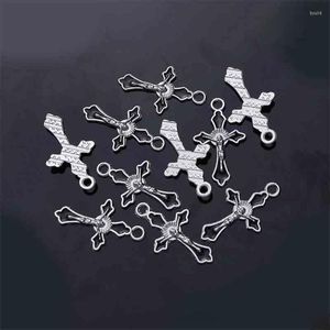 Charms F19d 20pieces Alloy Emalj Flatback Cross-Pendant Charm Färgglad liten Crucifix Pendant för smycken Making Craft Diy Necklace