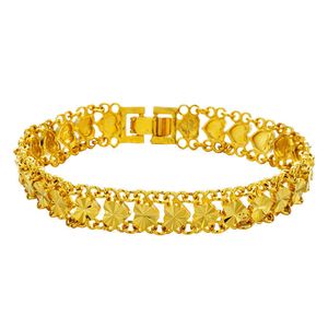 Catena a maglie Genuine 24k Gold Color Bracciale Catena da donna 18cm-19cm Bracciale a catena Accessori per gioielli alti Bracciale Gioielli da donna G230222