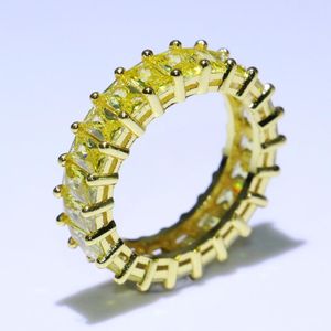 Rings de cluster jóias governalei 925 Silvergold preenchimento princesa corte