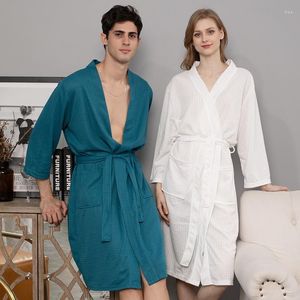 Erkekler 3258 Batah Sauna Pijamaları Erkek Kadın İnce Nightgown Uzun Sevgililer Ev El Robe Uyku Giyim Q71
