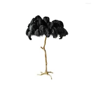 Floor Lamps Nordic Luxury Ostrich Feather Lamp Gold Copper Brass Resin Light Art For Living Room Home Lighting