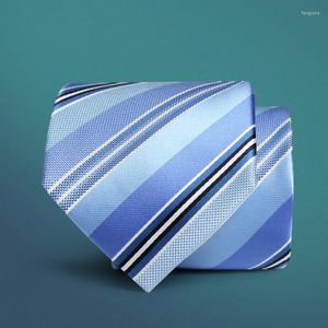 Bow Ties 8cm Fashion Tie Man Dress Classic Shirt Wedding Groom Business Neck 8 cm ljusblå rand Men tillbehör formella