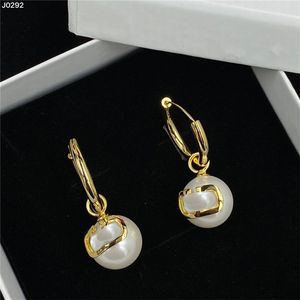 Trendy Pearl Pendant Stud Designer Pearls Earrings Brand Letter Hoops Earring Jewelry Gift For Party Anniversary With Box
