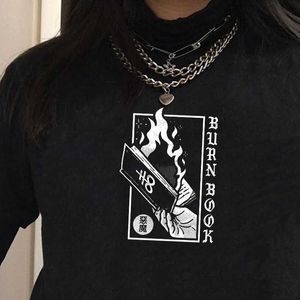 Women's T-Shirt Burn Book Satan Hell Devil Graphic Tee Gothic Style Harajuku Hipster Tumblr Ulzzang Unisex Tee T-Shirt Oversize Women Top L230223