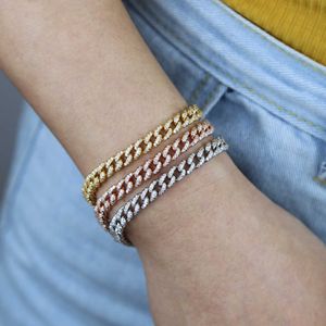 Link Chain High Quality Beach Style Hip Hop Lock Lobster Charm Bling Micro Pave Cz Miami Cuban Chain Bracelets For Women Wholesale Jewelry G230222