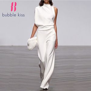 Tute da donna Pagliaccetti Salopette per le donne Pendolarismo Manica asimmetrica Tuta di colore puro Tuta da sposa Casual Elegante Tute lunghe Donna Estate 230223