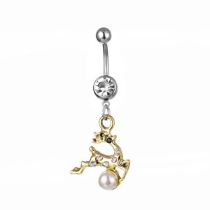 Navel Bell Button Rings D1015 1 Color Nice Deer Style Belly Ring Sier Stone Drop Piercing Body Jewelry Delivery Dhgarden Dh0Ya