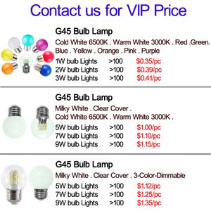 1W 2W 3W 5W 7W 9W LED-glödlampor 3-färg-dimbar G45 Clear E26 E27 360 graders LED-lampa för inomhushembelysning Dekorativ takfläkt glödlampor