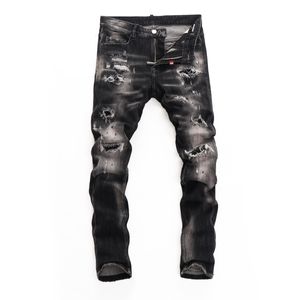 Calça jeans de jeans masculinos slim slim preto sexy sexy hip hop rock moto mens de designer casual calças de jeans de jeans dsq2 de jeans skinny dsq2 6959