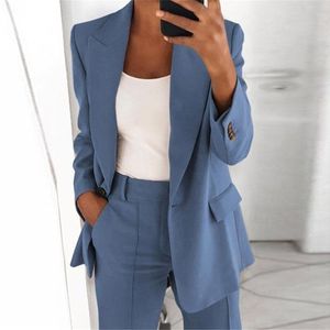 Women's Suits Blazers autumn elegant top office women's thin suit jacket single button suit jacket women's long arm monochrome jacket 230223