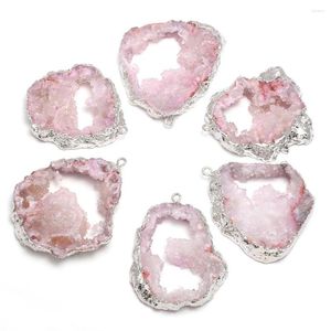 Charms Natural Stone Pendant Irregular Light Pink Agate Crystal Cluster For Jewelry Making DIY Bracelet Necklace Accessories