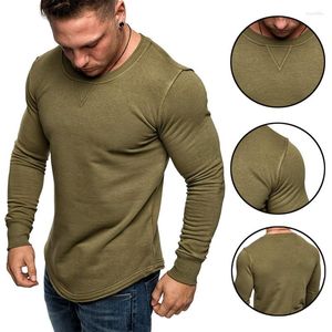 T-shirt da uomo T-shirt da uomo slim fit con scollo a V Moda pullover maschile Streetwear Tinta unita Manica lunga T-shirt muscolosa Casual Quotidiano Basic