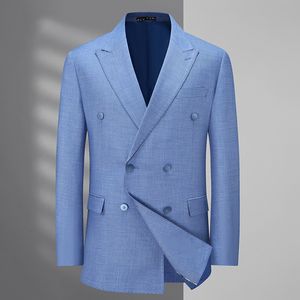 Erkekler Suits Blazers Varış Bahar Sonbahar Çifte Breased Kavalı Yaka Doku Kumaş Kristal Kabuk Düğmesi İş Gündelik Takım Artı Boyut XL7XL 230222