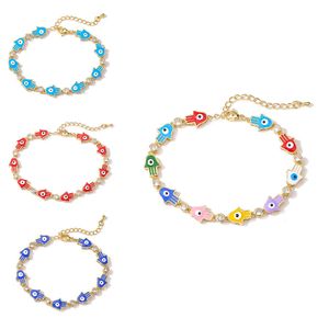 Link Chain New Trendy Classic 9 Colors Oil Drip Palm Bracelet Turkish Devil Eyes Bracelet Exquisite Engagement Party Wedding Jewelry Gift G230222