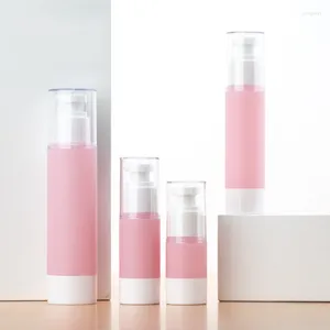 Bottiglie di stoccaggio 50pcs/lotto 15 ml 30 ml 50 ml 100 ml rosa marrone rosa a prova di aspirapolvere a prova di vuoto in bottiglia bottiglia spray cosmetica in vetro portatile