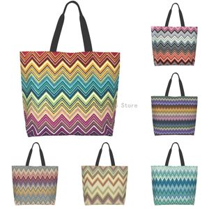 Shopping Bag Shoulder Zigzag Camouflage Large Capacity Grocery Tote For Ladies 230223