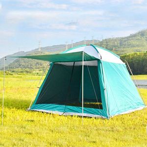 Tents and Shelters Inner Outer Tent Integrated Awning with Cover Portable Handbuilt Pergola Outdoor Camping Family Tourist Oxford Silver Coated J230223