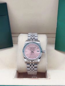 31 mm Damenuhr, automatisches 2813-Uhrwerk, mechanische Armbanduhren, rosafarbenes silbernes Zifferblatt, Edelstahlarmband, Damen-Armbanduhr für Damen-Kleideruhren