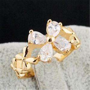 Bandringar E-Shine Plant Finger Ring For Women Zircon Metal Material Romantic Lovely Style Friend Lover Gift Party Födelsedagsmycken