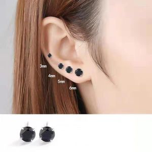 Stud Earrings Black CZ Zircon Crystal For Women 925 Sterling Sliver Material Round Earings Rhombic Fashion Jewelry