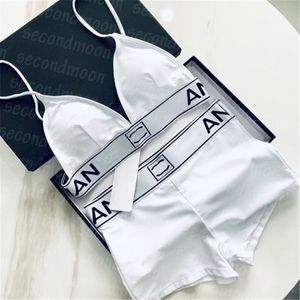 Letter Printing Swimwear Women Sexy Backless Swimsuit Beach Vacation Bikinis Set High Waist Shorts