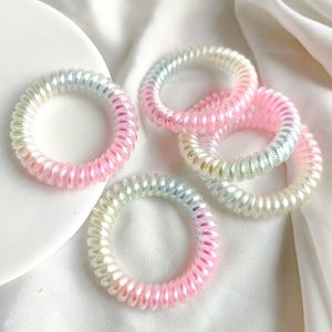 Trendig regnbåge telefontråd bling hästsvanshållare för kvinnor flickor elastiska hårband godis färg hår ring accessoarer