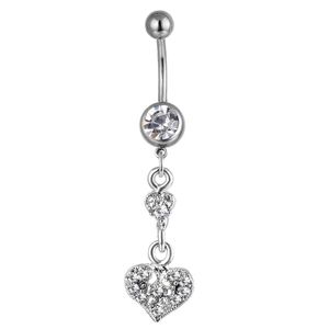 Navel Bell Button Rings D0623 Heart Clear Stone Belly Ring Drop Delivery Jewelry Body Dhgarden Dhbic