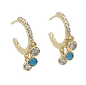 Stud oorbellen goud kleur mode sieraden vrouwen meisje geschenk oorring plave wit blauw cz charmant schattige elegantie