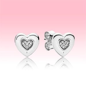 Love Heart Shaped Stud Earring Women Girls Wedding Jewelry for Pandora 925 Stelring Silver Rose Gold Plated Earrings With Original2902