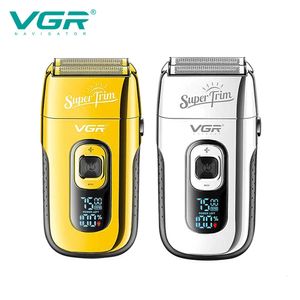 Clippers Trimmers VGR Shaver Beard Trimmer Metal Twin Blade Shaving Machine Professional Rechargeable Usb Foil Electric Shaver Razor for Men V332 230223