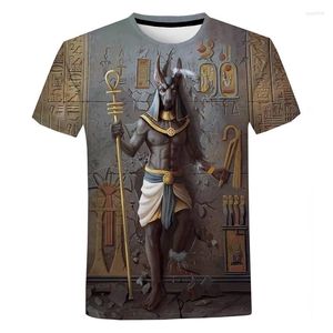 Camisetas masculinas 2023 estilo retrô antigo horus egípcio deus olho do Egito faraó anubis 3d homem mulher harajuku manga curta engraçada