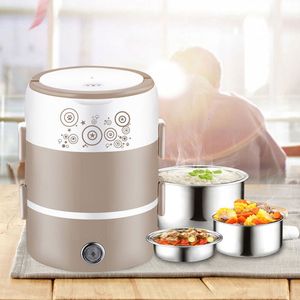 Lunchlådor 220V Rostfritt stål Electric Heat Box Home Office Steaming Rice Cooker Cooking Food Warmer Container Måltid 230222