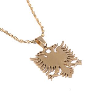 Подвесные ожерелья albania eagle gold color из нержавеющей стали этническая модная ювелирная украшения подарки по доставке подвески dhg6m