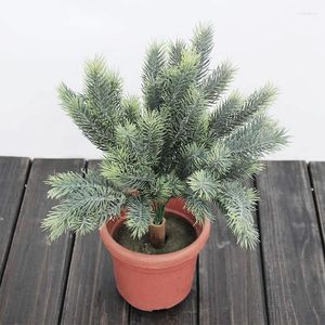 Decorative Flowers 40cm Artificial Pine Tree Tropical Palm Plants Branch Fake Christmas Needles Plastic Leaves Small Grass For Home Xmas