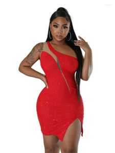 Casual Dresses Spring Sexi Night Dress Off The Shoulder Slim Fit Elegant Party Club Bodycon Sequin Mini Prom For Women 2023
