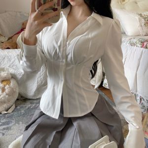 Женские блузкие рубашки Deeptown Sexy White Women Blouses Tunics Корейская мода рубашка шикарная хараджуку