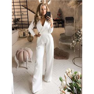 Women's Jumpsuits Rompers Foridol Wide Leg Office Ladies Elegant Jumpsuit Women Autumn Winter Femme Jumpsuit Overalls White Long Sleeve Jumpsuit 230223