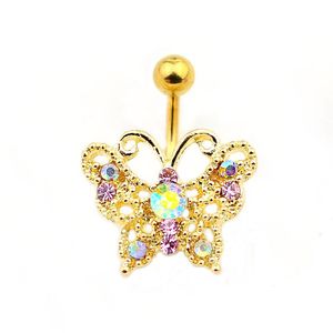 Anelli per bottoni a campana per ombelico D0685 Stili misti Colore oro Bel anello per pancia stile farfalla con piercing Body Jewlery Drop Deliver Dhgarden Dh3S5