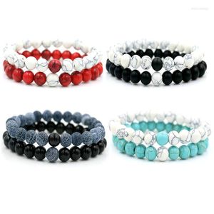 Strand 2st/set par avstånd armband natursten pärlor män tur yin yang vänskap charm armband för kvinnor smycken