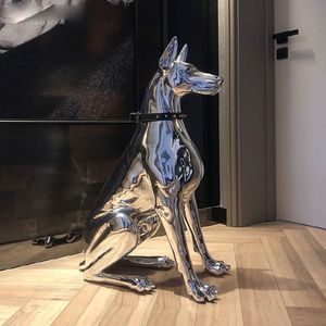 Dekorativa föremål Figurer 1pcs Home R Sculpture Doberman Dog Large Size Art Animal Statues Figurin Room Decoration OrnamentGift Holiday Gift 230105