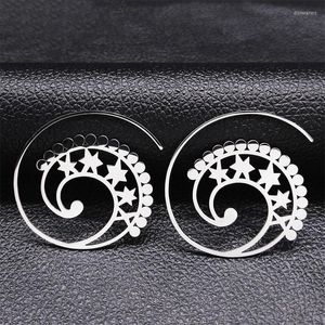 Stud Earrings Trendy Bohemian Star Stainless Steel Hoop For Women Big Spiral Brinco Earring Jewery Pendientes De Aro Mujer E9201S01