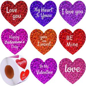 Gift Wrap 500Pcs/Roll Valentine's Day 1.5Inch Stickers Love Heart Seal Label For Package Decor Wedding Party Sticker