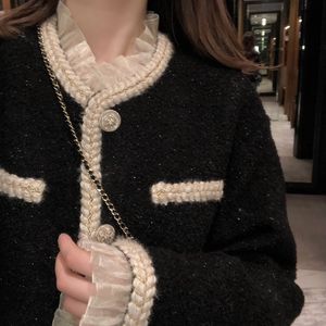 Jackets femininas renda de tweed brilhante fêmea fêmea feminina jaqueta de primavera de outagem de roupas de roupa de calcaques de canal