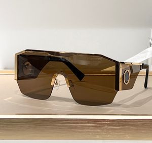 2220 osłona przeciwsłoneczna tarcza metalowe okulary przeciwsłoneczne dla mężczyzn złote brązowe soczewki okulary przeciwsłoneczne projektanci okulary przeciwsłoneczne occhiali da sole okulary przeciwsłoneczne UV400 z pudełkiem