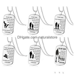 Pendant Necklaces To My Son Daughter Inspirational For Boys Girls Stainless Steel Dog Tag Beads Chains Dad Mom Jewelry Gift Drop Del Dhymk