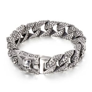 Link Chain Stainless Steel Serpentine Ghost Skull Cuban Curb Link Chain Bracelet For Men Male Hollywood Gift G230222