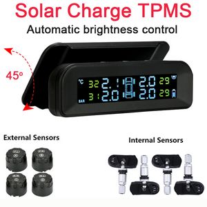 Smart car TPMS tire pressure monitoring system solar digital clock LCD display car tire pressure temperature safety alarm system