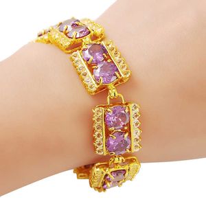 Bağlantı Zinciri Luxe Sieraden 24K Goden kol bandı Vergulde 15.5mm Zirkoon Kristal kol bandı voor vouw Sieraden Hediye G230222